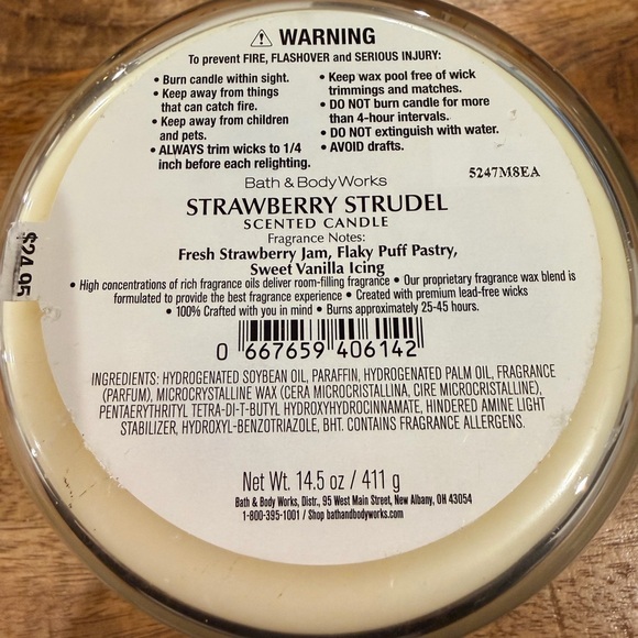 Bath & Body Works Strawberry Strudel Candle Brand NEW! - Picture 3 of 4